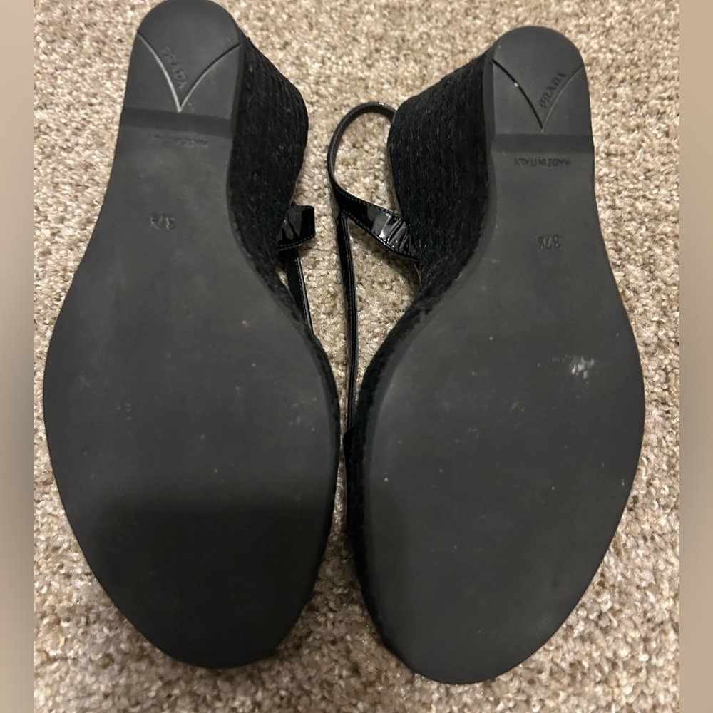 Prada black wedges EUC size 37.5 - Picture 3 of 5